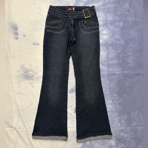 VTG Y2K Jordache Women's Low Rise Stretch Bootcut Jeans 3/4 Buckle Hoop Zippers
